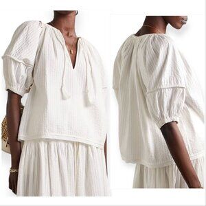 Ulla Johnson White‎ Cotton Laurenza Blouse, puff sleeves, Size 0, New with Tag